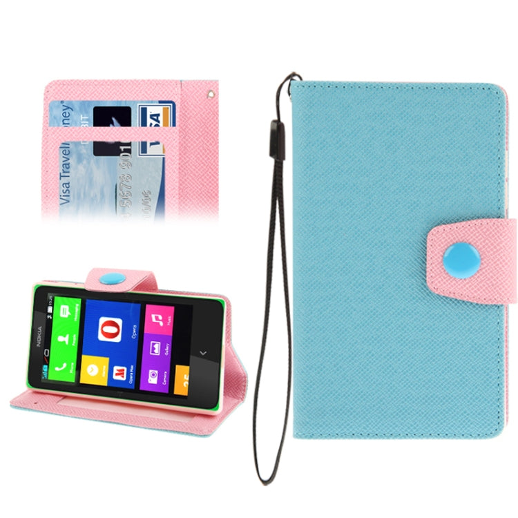 2-Color Series Cross Texture Leather Case with Credit Card Slots & Holder & Lanyard for Nokia X / X+