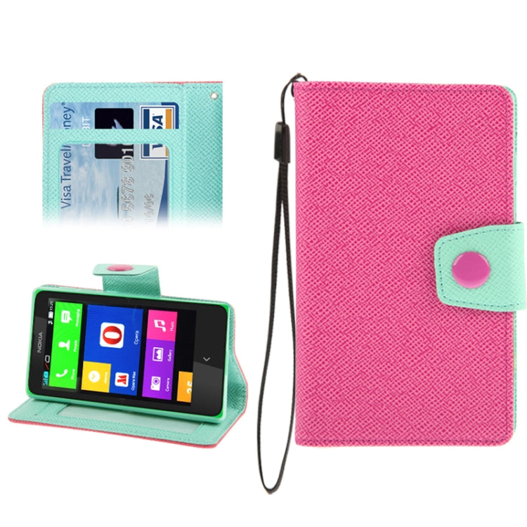 2-Color Series Cross Texture Leather Case with Credit Card Slots & Holder & Lanyard for Nokia X / X+