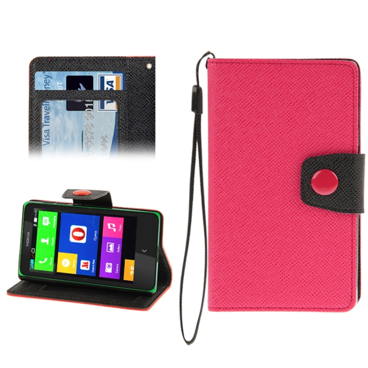2-Color Series Cross Texture Leather Case with Credit Card Slots & Holder & Lanyard for Nokia X / X+
