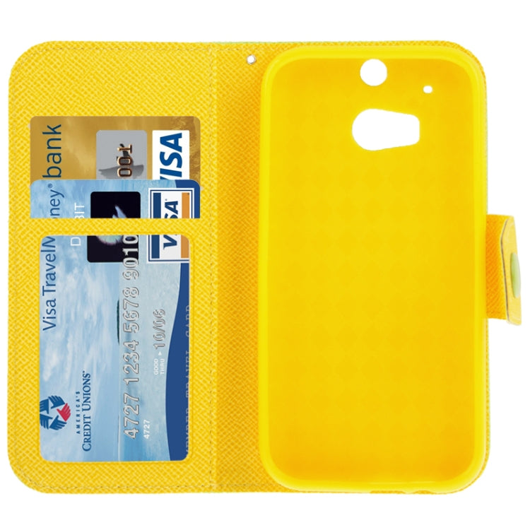 2-Color Series Cross Texture Leather Case with Credit Card Slots & Holder & Lanyard for HTC One / M8