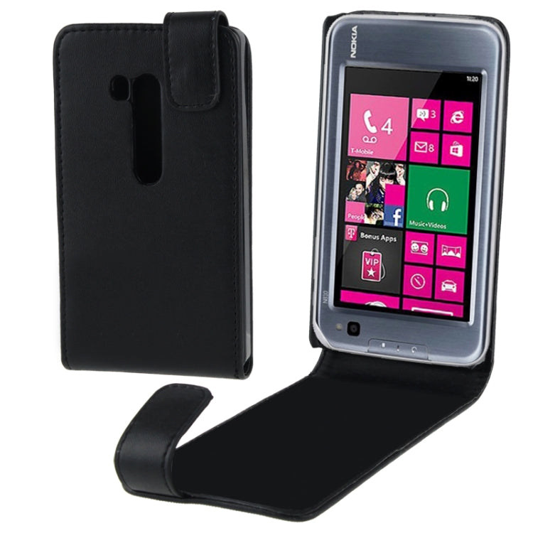 Microscopic Gravel Texture Vertical Flip Leather Case for Nokia Lumia 810 (Black)
