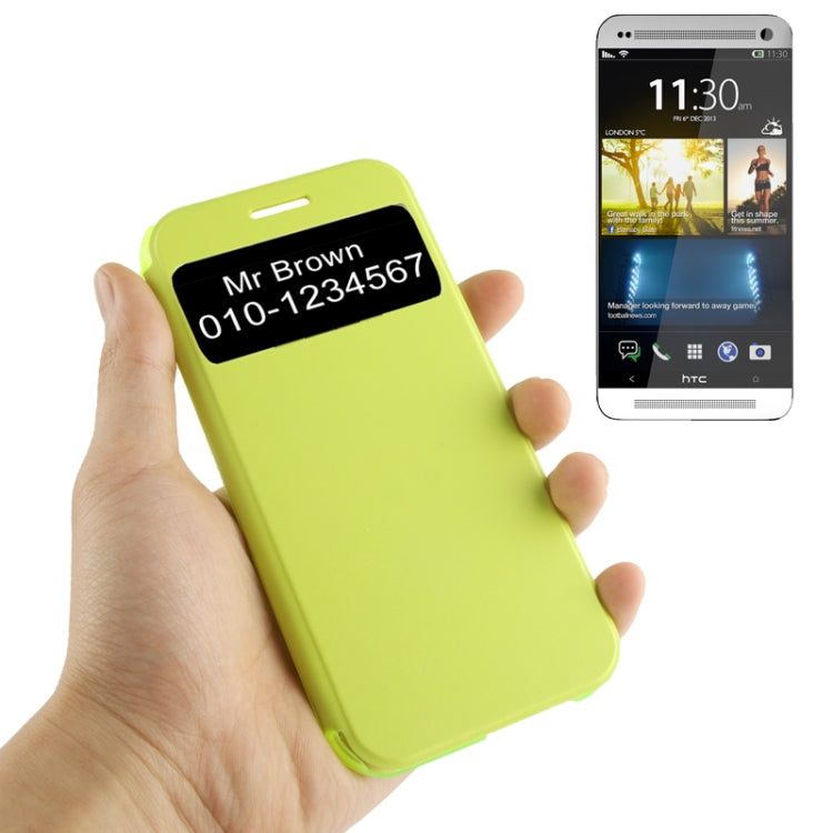 Horizontal Flip Leather Case with Call Display ID for HTC One / M8