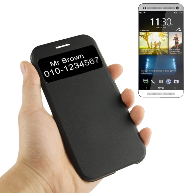 Horizontal Flip Leather Case with Call Display ID for HTC One / M8