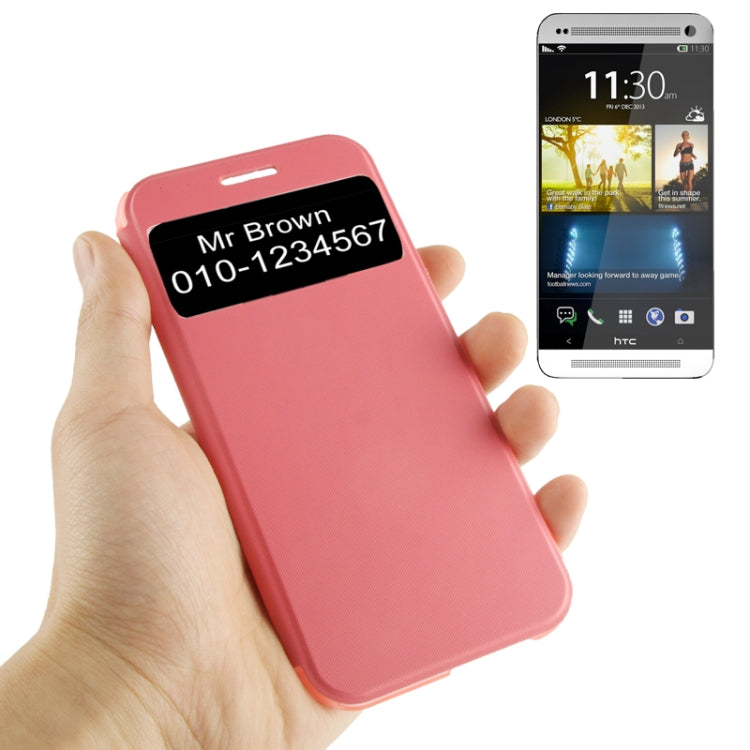 Horizontal Flip Leather Case with Call Display ID for HTC One / M8