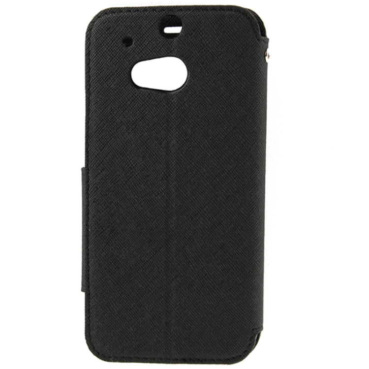 Roar Series Cross Texture Leather Case with Call Display ID & Credit Card Slots & Holder for HTC One M8