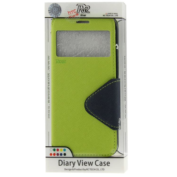 Roar Series Cross Texture Leather Case with Call Display ID & Credit Card Slots & Holder for HTC One M8