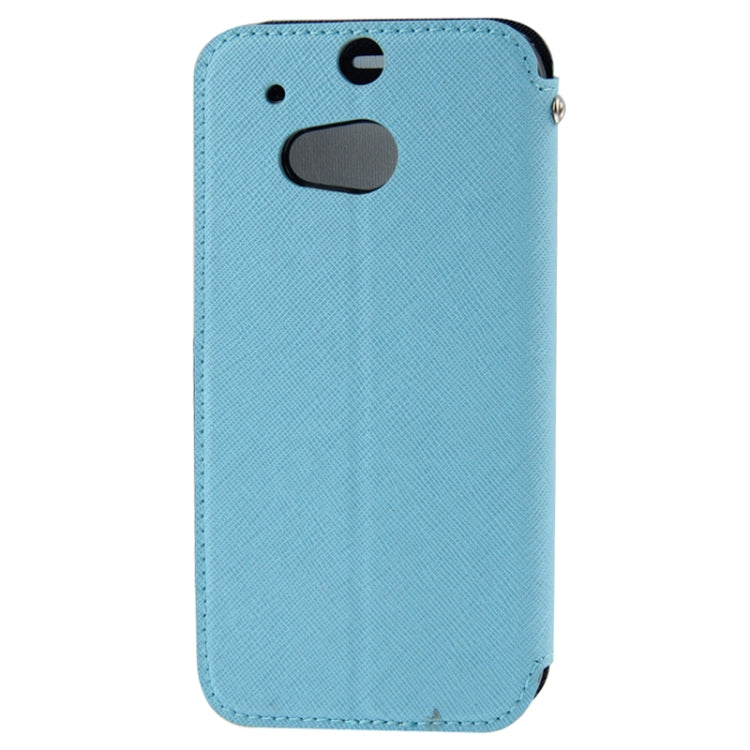 Roar Series Cross Texture Leather Case with Call Display ID & Credit Card Slots & Holder for HTC One M8