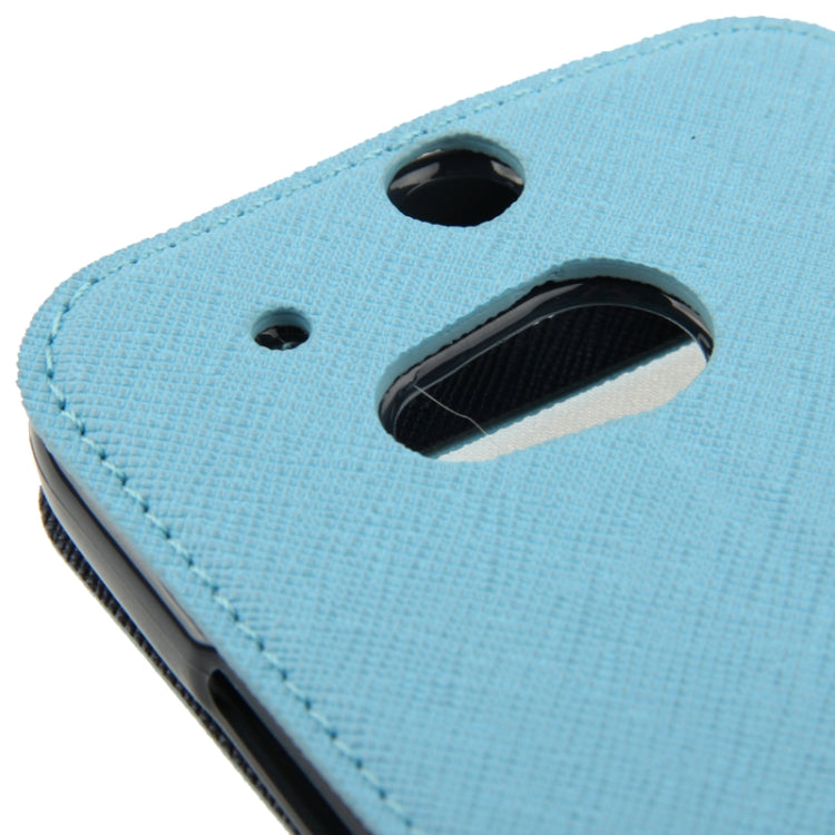 Roar Series Cross Texture Leather Case with Call Display ID & Credit Card Slots & Holder for HTC One M8