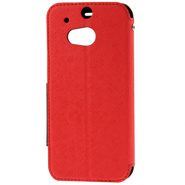 Roar Series Cross Texture Leather Case with Call Display ID & Credit Card Slots & Holder for HTC One M8