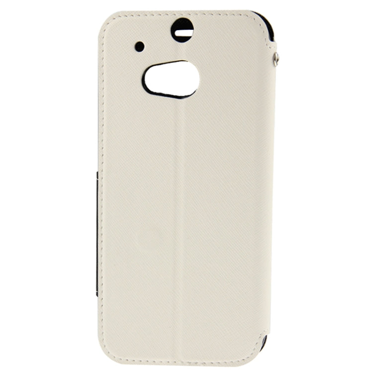 Roar Series Cross Texture Leather Case with Call Display ID & Credit Card Slots & Holder for HTC One M8