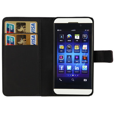 Litchi Texture Horizontal Flip Leather Case with Holder for Blackberry Z10