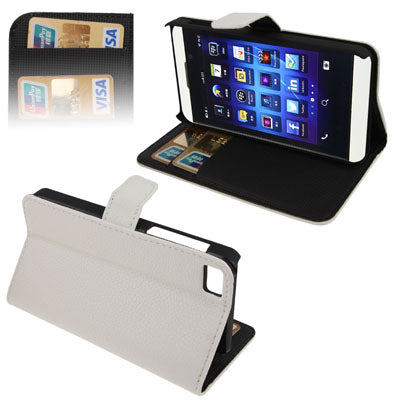 Litchi Texture Horizontal Flip Leather Case with Holder for Blackberry Z10