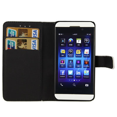 Litchi Texture Horizontal Flip Leather Case with Holder for Blackberry Z10