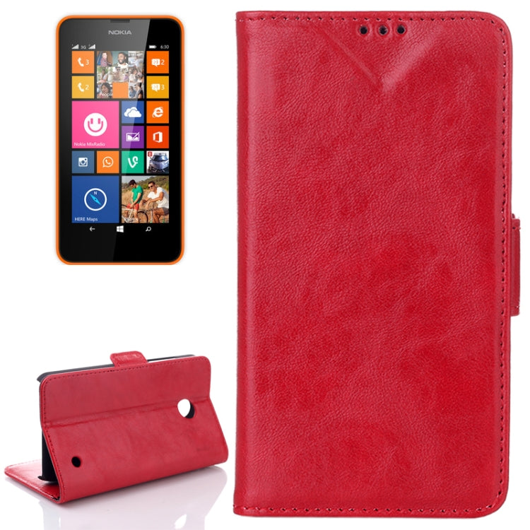 Oil Leather Case with Credit Card Slot & Holder for Nokia Lumia 630