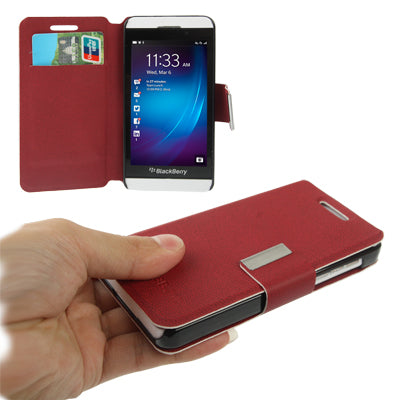 Pure Color Ultra-thin Leather Case with Holder & Credit Card slots for BlackBerry Z10