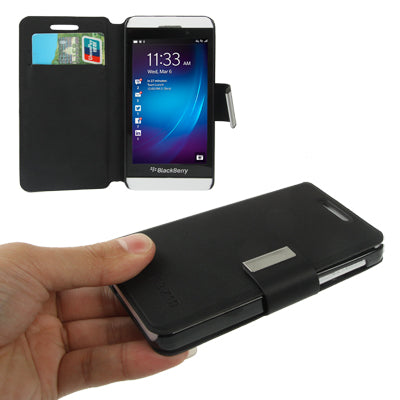 Pure Color Ultra-thin Leather Case with Holder & Credit Card slots for BlackBerry Z10
