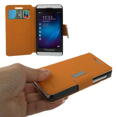 Pure Color Ultra-thin Leather Case with Holder & Credit Card slots for BlackBerry Z10