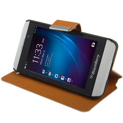 Pure Color Ultra-thin Leather Case with Holder & Credit Card slots for BlackBerry Z10