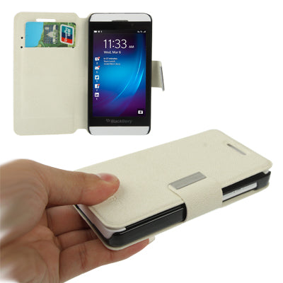 Pure Color Ultra-thin Leather Case with Holder & Credit Card slots for BlackBerry Z10
