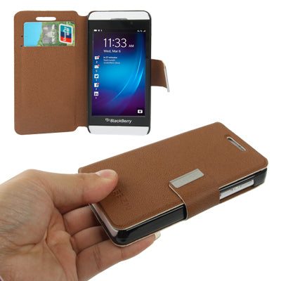 Pure Color Ultra-thin Leather Case with Holder & Credit Card slots for BlackBerry Z10
