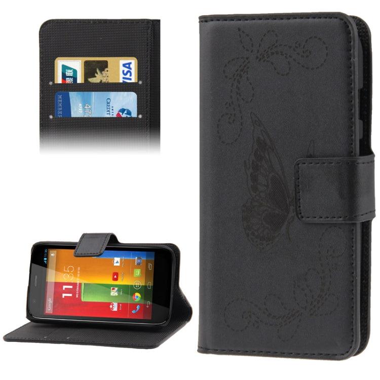 Butterfly Pattern Leather Case with Credit Card Slots & Holder for Motorola G / XT937C / XT1028 / XT1031