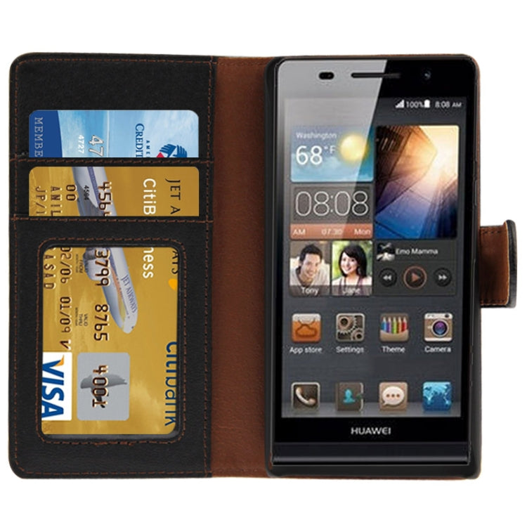 Litchi Texture Horizontal Flip Leather Case with Credit Card Slot & Holder for Huawei Ascend G6-T00 3G / P6 mini