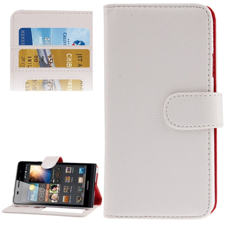 Litchi Texture Horizontal Flip Leather Case with Credit Card Slot & Holder for Huawei Ascend G6-T00 3G / P6 mini