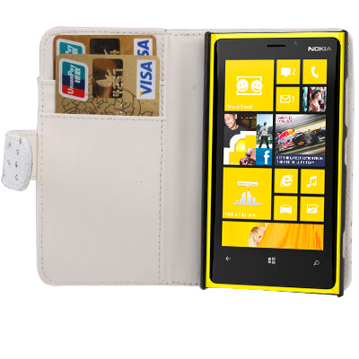 Flowers Shimmering Powder Leather Case with Credit Card Slot for Nokia Lumia 920 (White)