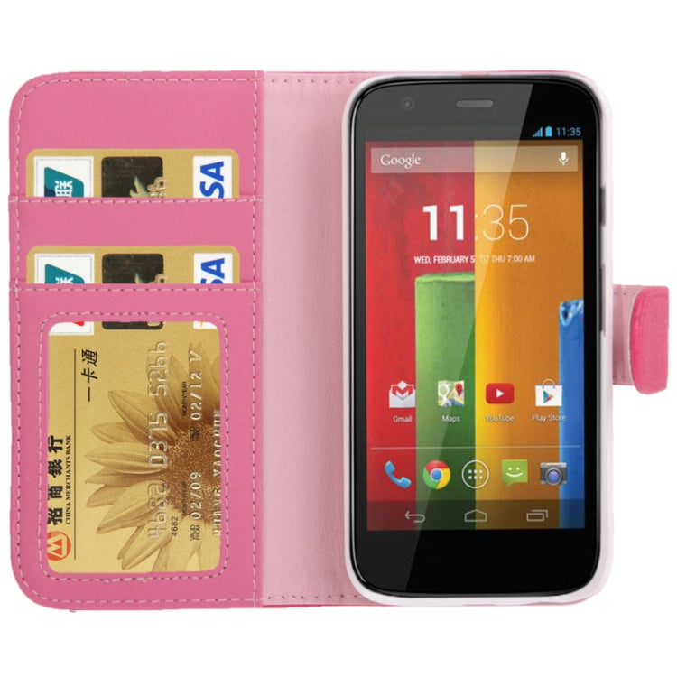 Litchi Texture Leather Case with Credit Card Slots & Holder for Motorola Moto G / XT937C / XT1028