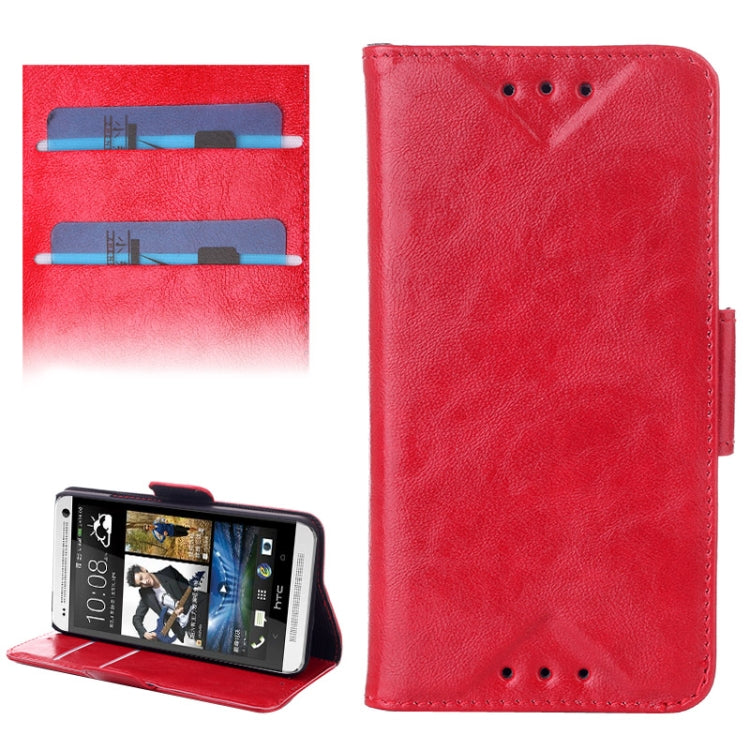 Oil Leather Case with Credit Card Slot & Holder for HTC One / M7