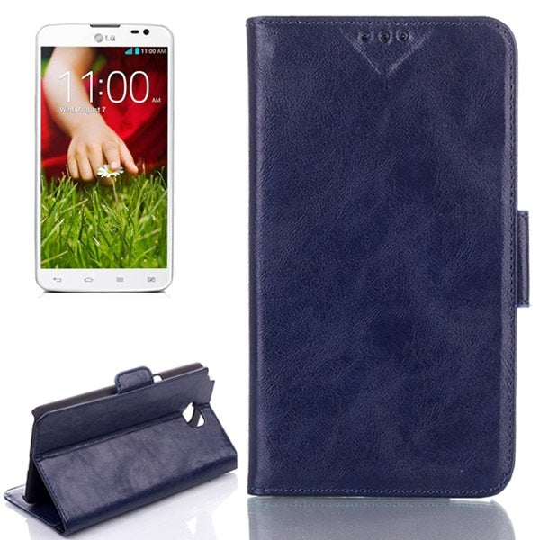 Oil Leather Case with Credit Card Slot & Holder for LG G Pro Lite Dual / D686