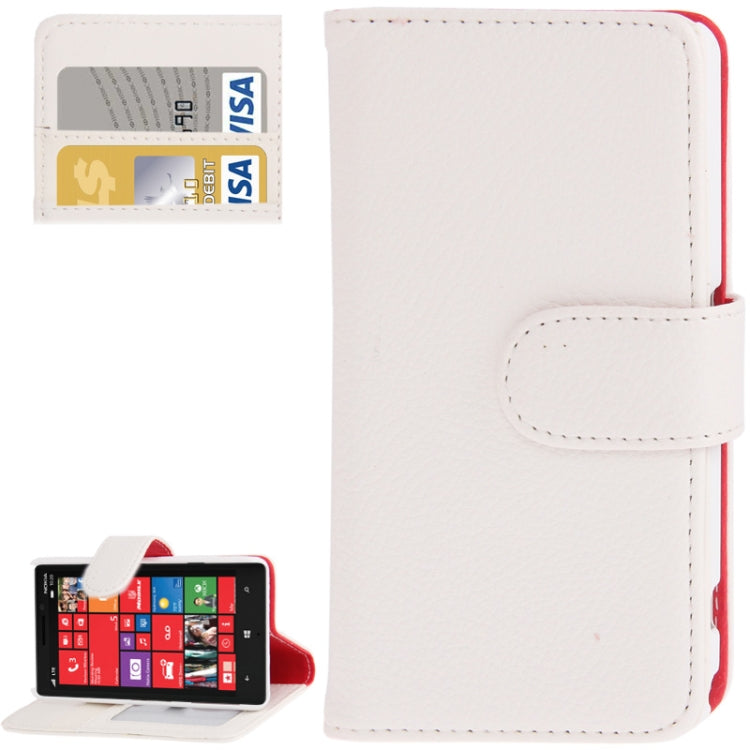 Litchi Texture Leather Case with Credit Card Slots & Holder for Nokia Lumia 929 (White)