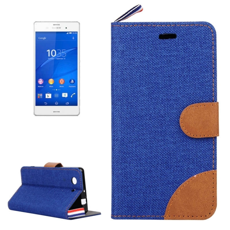 Denim Texture Horizontal Flip Leather Case with Card Slots & Holder & Lanyard for Sony Xperia Z3 Compact / Z3 mini
