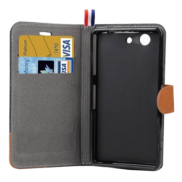 Denim Texture Horizontal Flip Leather Case with Card Slots & Holder & Lanyard for Sony Xperia Z3 Compact / Z3 mini