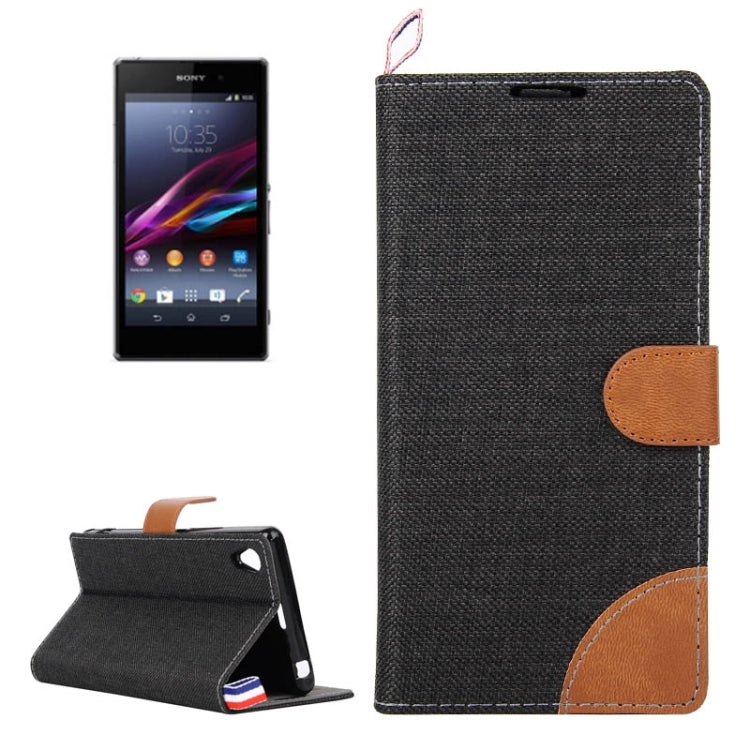 Denim Texture Horizontal Flip Leather Case with Card Slots & Holder & Lanyard for Sony Xperia Z1 / L39H