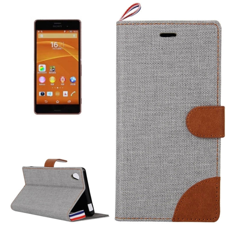 Denim Texture Horizontal Flip Leather Case with Card Slots & Holder & Lanyard for Sony Xperia Z3