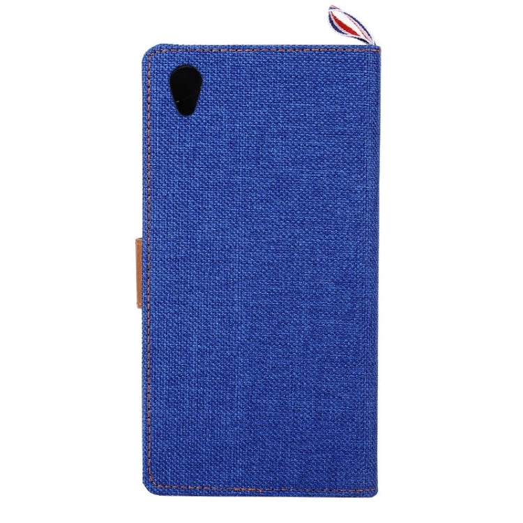 Denim Texture Horizontal Flip Leather Case with Card Slots & Holder & Lanyard for Sony Xperia Z3