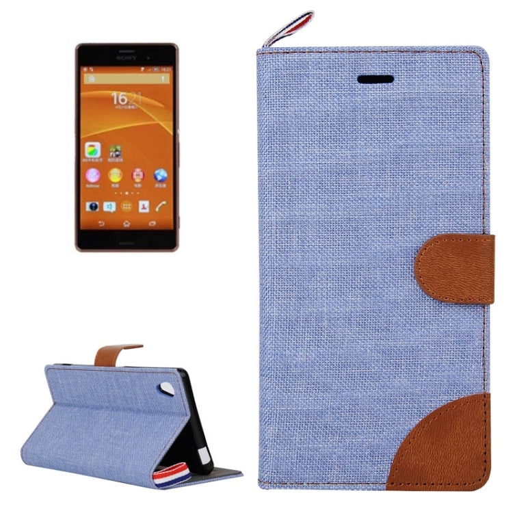 Denim Texture Horizontal Flip Leather Case with Card Slots & Holder & Lanyard for Sony Xperia Z3