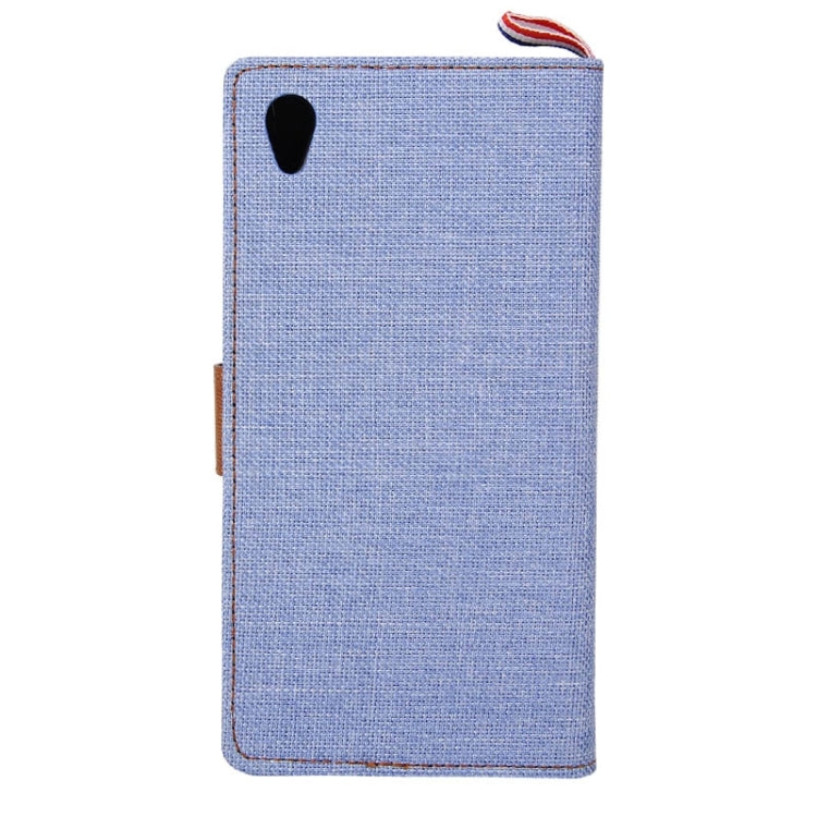 Denim Texture Horizontal Flip Leather Case with Card Slots & Holder & Lanyard for Sony Xperia Z3