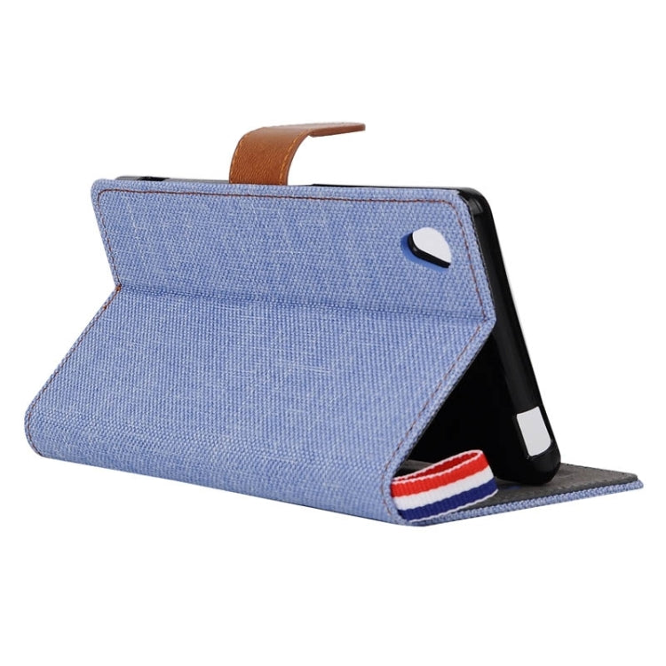 Denim Texture Horizontal Flip Leather Case with Card Slots & Holder & Lanyard for Sony Xperia Z3