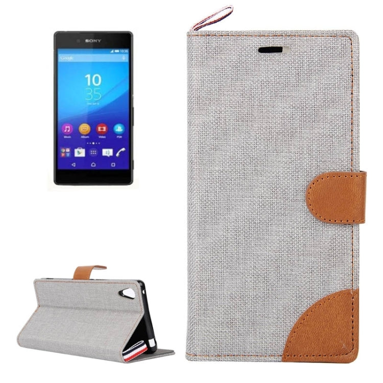 Denim Texture Horizontal Flip Leather Case with Card Slots & Holder & Lanyard for Sony Xperia Z3+