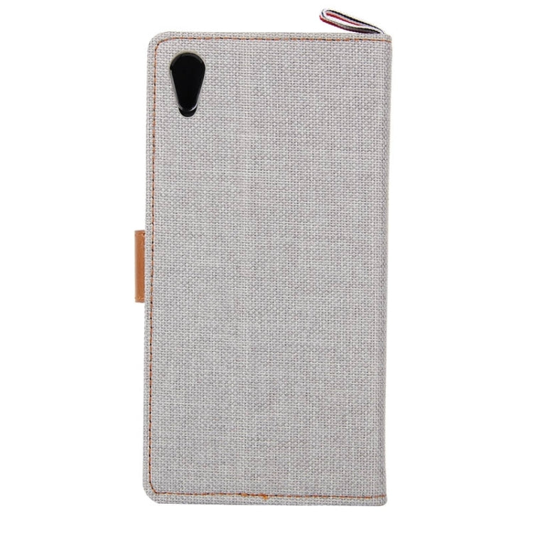 Denim Texture Horizontal Flip Leather Case with Card Slots & Holder & Lanyard for Sony Xperia Z3+