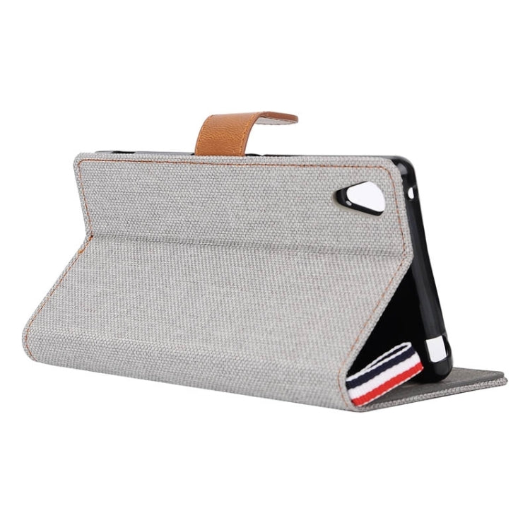 Denim Texture Horizontal Flip Leather Case with Card Slots & Holder & Lanyard for Sony Xperia Z3+