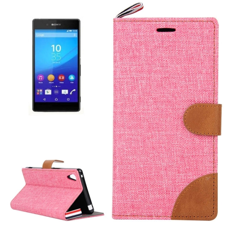 Denim Texture Horizontal Flip Leather Case with Card Slots & Holder & Lanyard for Sony Xperia Z3+