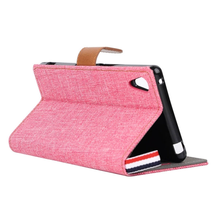 Denim Texture Horizontal Flip Leather Case with Card Slots & Holder & Lanyard for Sony Xperia Z3+