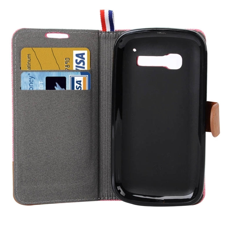 Denim Texture Horizontal Flip Leather Case with Card Slots & Holder & Lanyard for Alcatel One Touch Pop C5