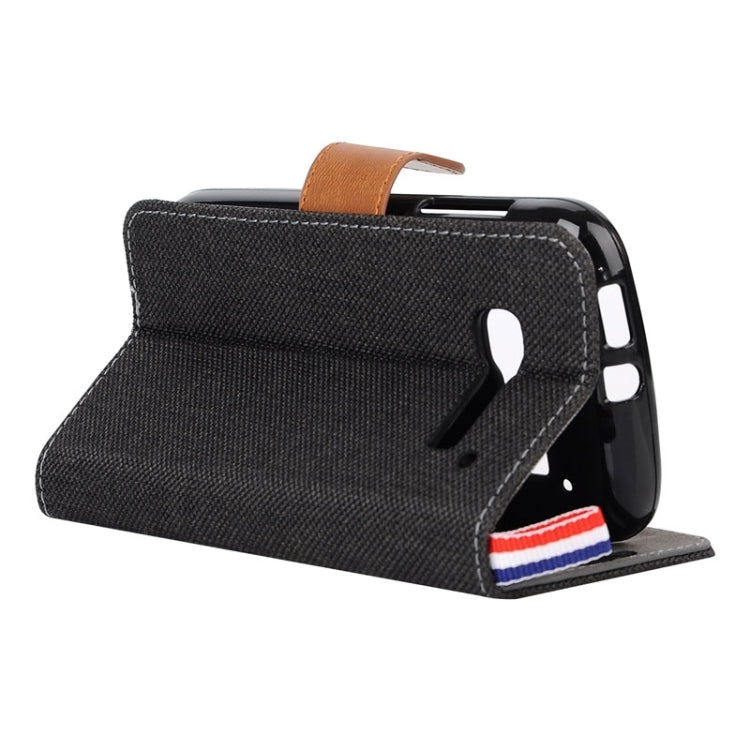 Denim Texture Horizontal Flip Leather Case with Card Slots & Holder & Lanyard for Alcatel One Touch Pop C5