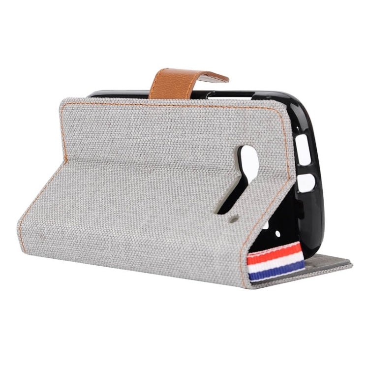 Denim Texture Horizontal Flip Leather Case with Card Slots & Holder & Lanyard for Alcatel One Touch Pop C5