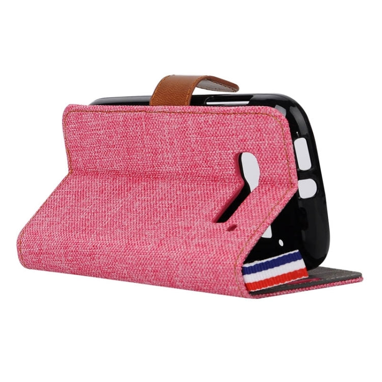 Denim Texture Horizontal Flip Leather Case with Card Slots & Holder & Lanyard for Alcatel One Touch Pop C5