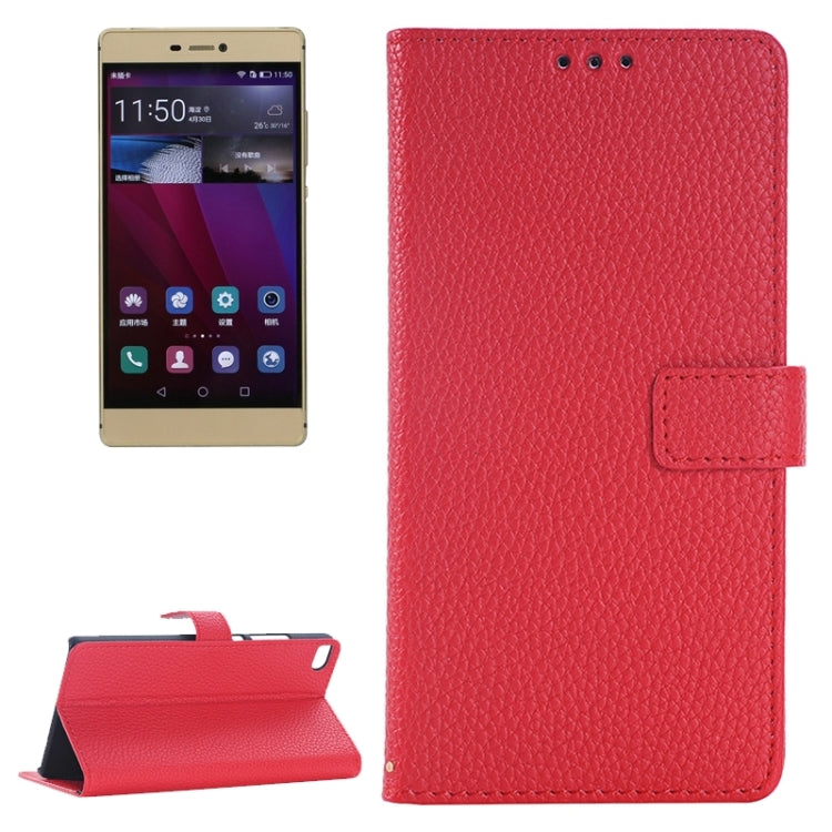 Litchi Texture Leather Case with Holder & Card Slots & Wallet for Huawei P8